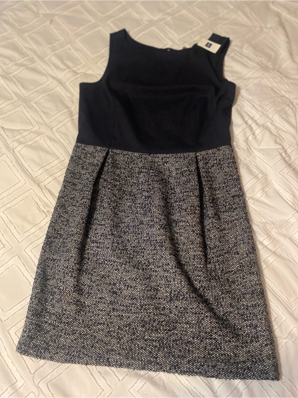 GAP Navy Top with Gray Tweed Skirt Sheath Dress